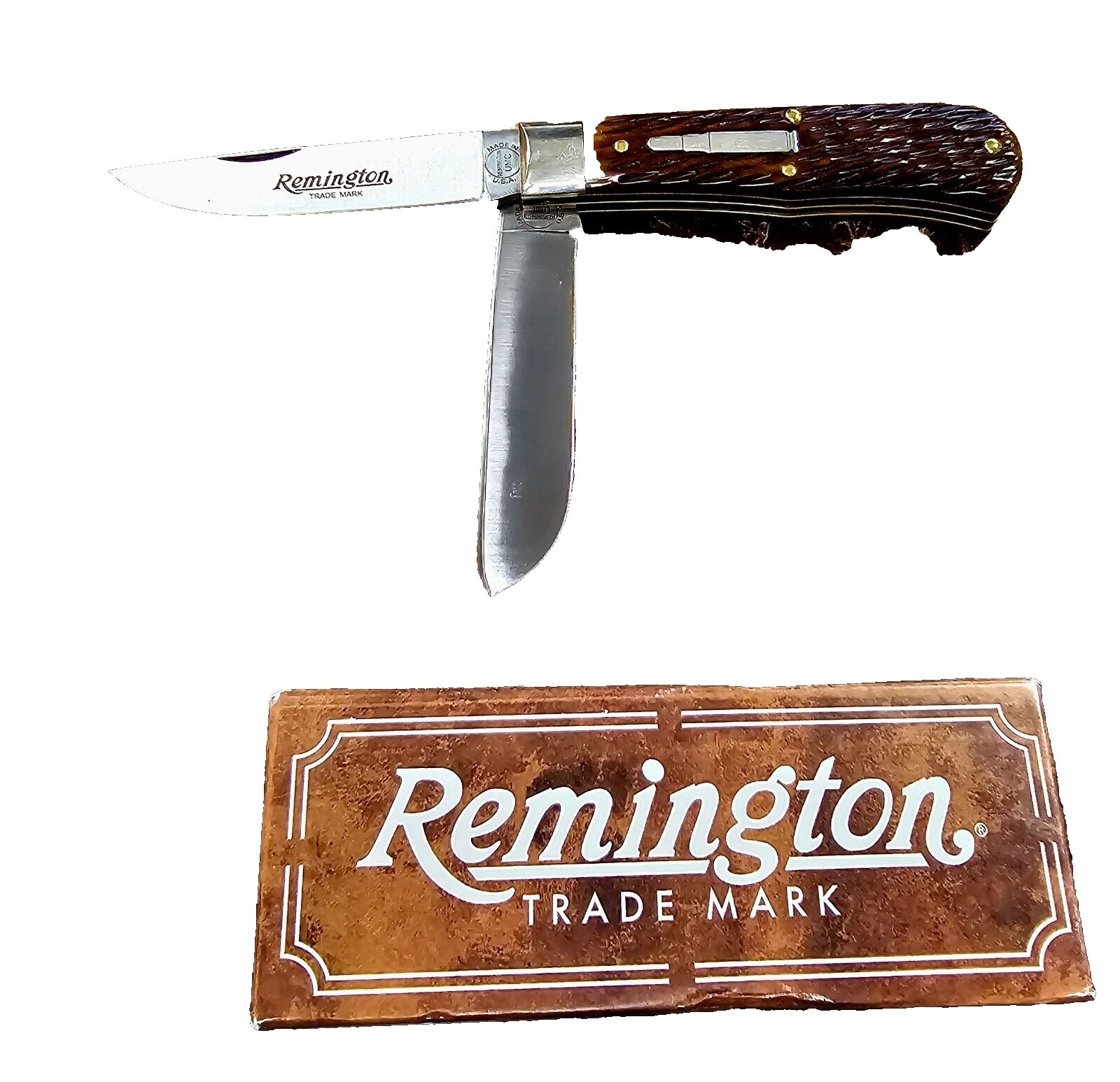 Hoja de acero al carbono Remington cuchillos plegables de colección