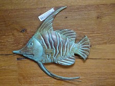 Dekorativer Fisch aus Blech 37 x 35 cm  Wanddeko maritim Blau Braun Metallbild