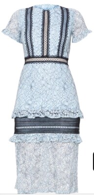 Dusty Blue Lace Ruffle Detail Midi Dress Pretty Little Thing Size 4 RRP 50  | eBay UK