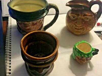 Vintage Set of 4 Royal Doulton 2 Toby Mugs 1 Pitcher 1 Miniature Artone NICE!