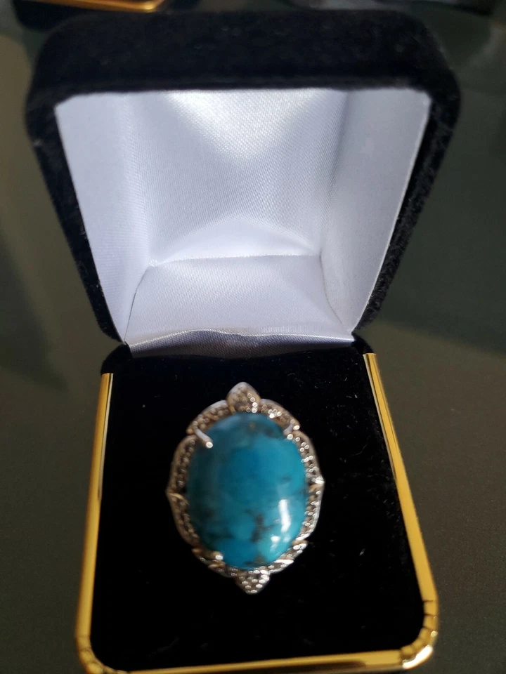 Colleen Lopez Kingman Turquoise & Topaz  Silver 925 Ring Size 7 HSN NWOT - Image 4 of 4