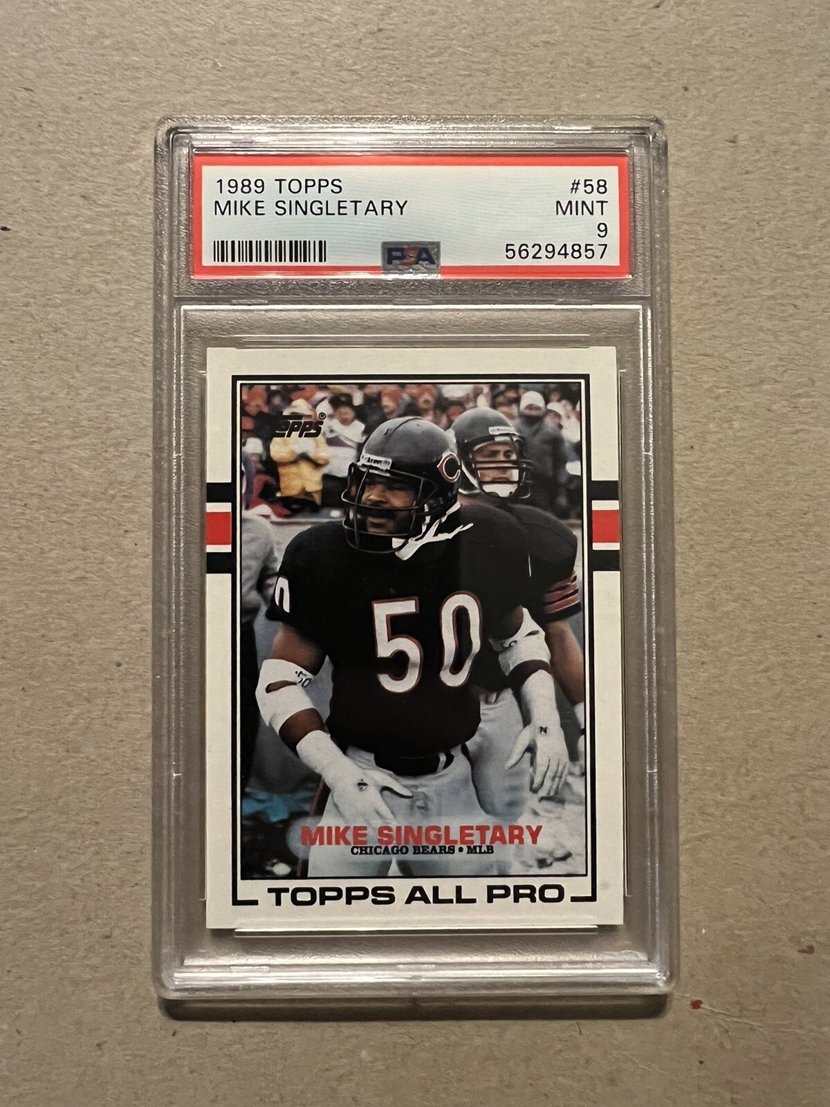 1989 TOPPS #58 MIKE SINGLETARY PSA 9 MINT CHICAGO BEARS HOF