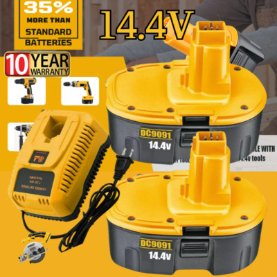 2PACK 14.4V For DEWALT DC9091 Battery /Charger DW9091 DW9094 DE9091 Replacement