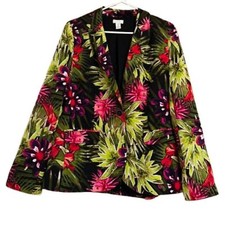 Chico s Women s Vibrant Multi Floral Print Business Office Casual Blazer Sz-S