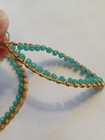 Aqua Beaded Goldtone Wire Wrap Boho Drop Dangle Earrings Handmade Turquoise  — photo 6