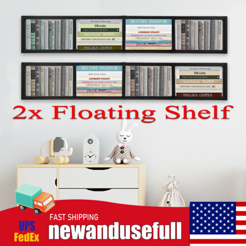 2x Floating Shelf Wall-Mounted CD DVD Rack Media Storage Rack Organizer Shelves
