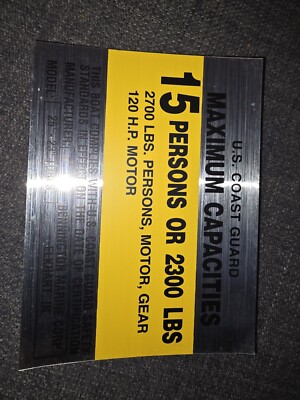 15 People Us Cost Guard Boat Capacity Tag