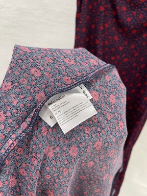 Reformation Gilmore Dress Navy Blue with Ditsy Red Floral Print Size 6 |  eBay