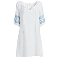 Pioneer Women Large White Embroidered Sleeve Pull over Casual dress NEW