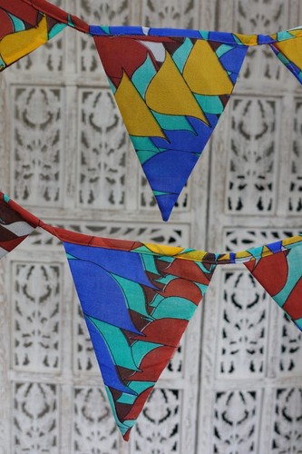 blue Handmade Indian wedding cotton Sari Bunting Flags Garden metres SKU18512 - Picture 6 of 6