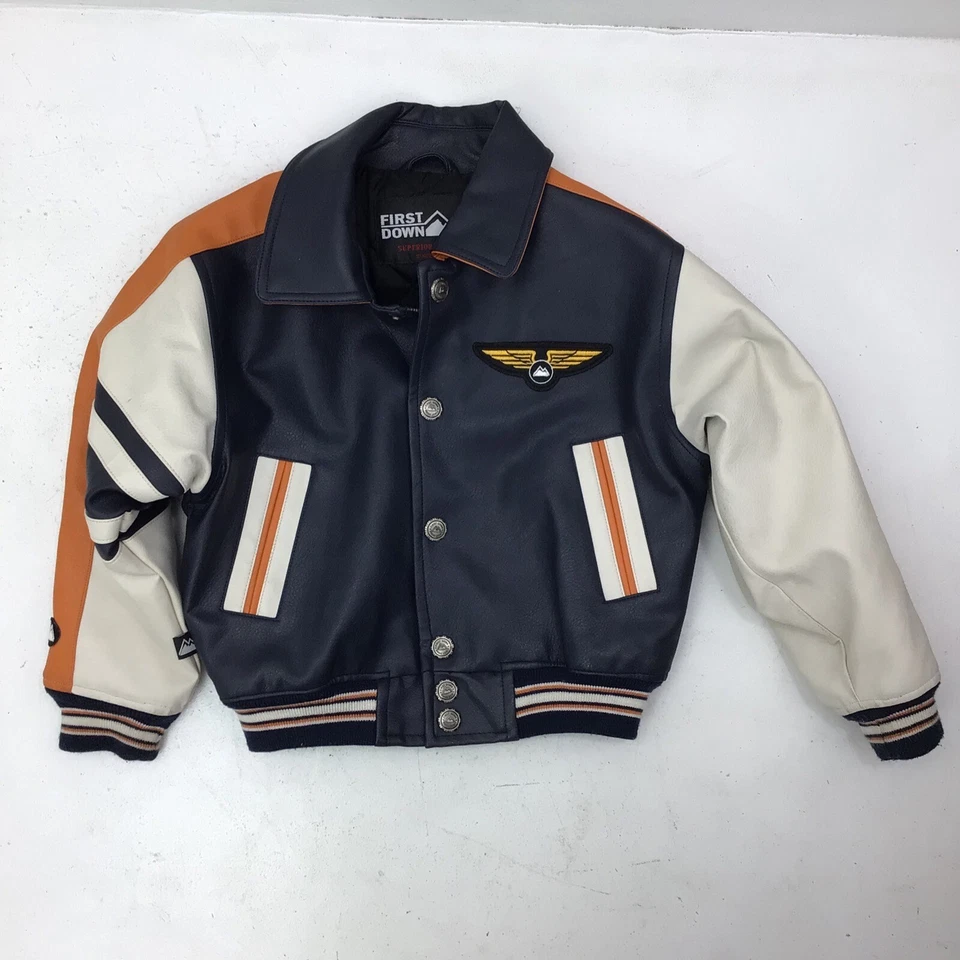 First Down Bomber Jacket Size 5 PVC Casting Leather First Down Flying America - Image 2 of 4