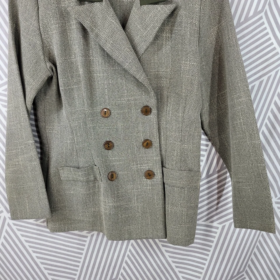 Chaqueta Blazer Vintage 90 Talla 8 Dark Academia Doble Pecho Verde Ligera Foto 3 de 4