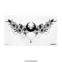 1 X Blumen Underboob Tattoo - Schwarz - Temporary Haut Tattoo - BC026 (1)