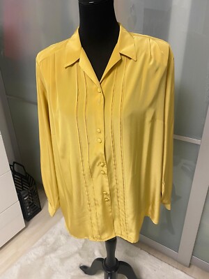 Creation Atelier GJ Damen Elegante Bluse Größe 46,Farbe:Gelb, Polyester