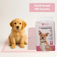 100 Puppy Pads for Dogs 13x18 Unscented Pink Training Underpads Wee Wee Pee Pads