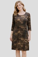 Karen Kane Size 1X Dress Shades of Brown “Burnout Velvet” 3/4 Sleeve Lined NEW