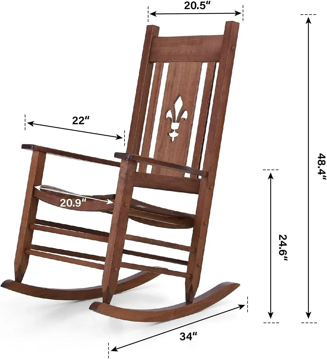 Outdoor Rocking Chair Patio Rocking Chair Wooden Rocker Leisure Rocking Chair