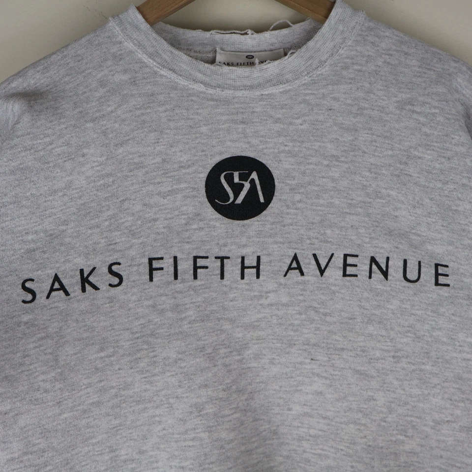 Vintage 90s Saks Fifth Avenue Luxury Department Store Sweatshirt Gray XL 25.5x25 - Image 2 of 4