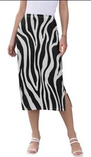 Women's High Waist Stretch Slim Fit Side Slit Midi Pencil Skirt A3