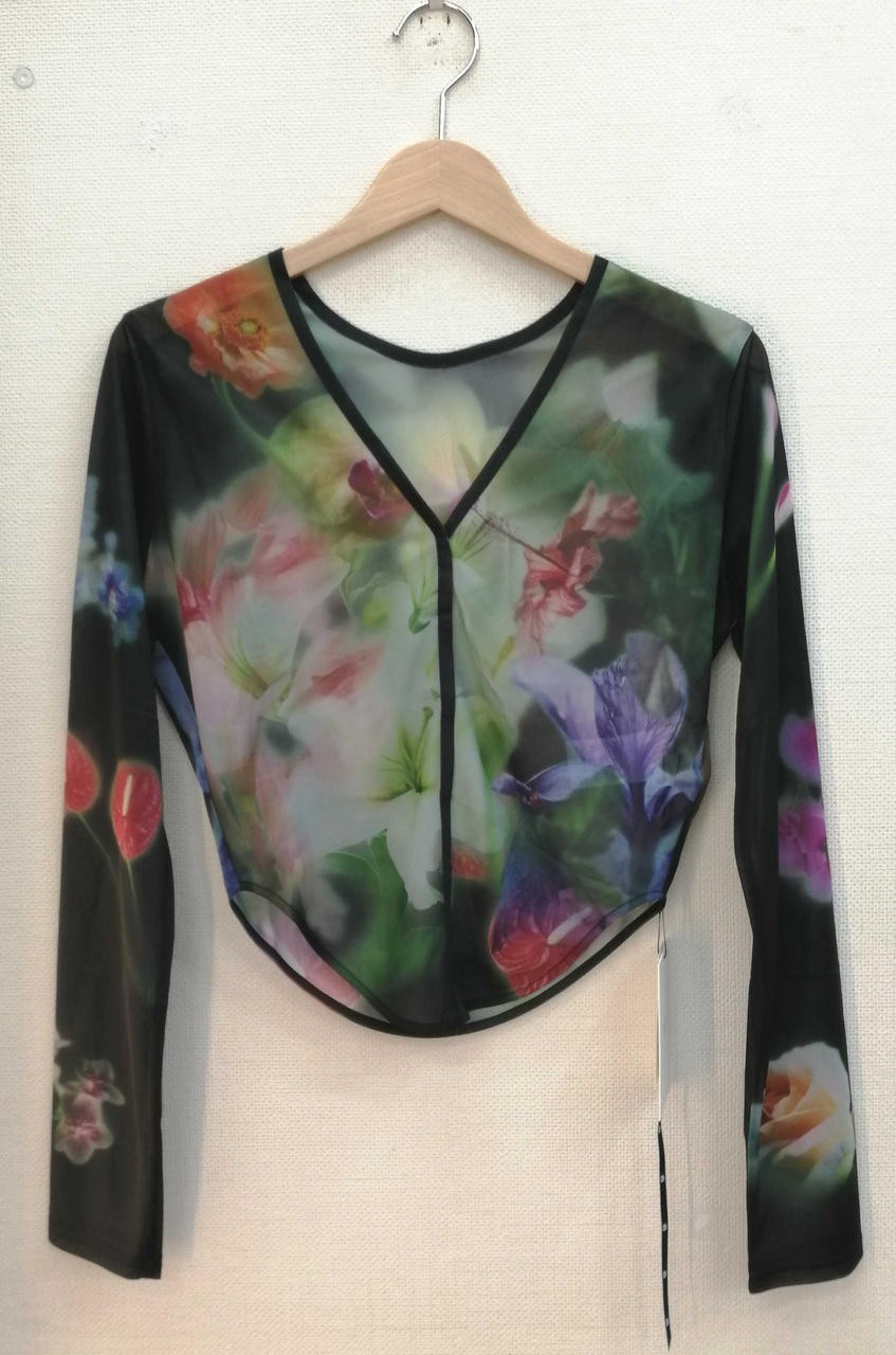 Ameri Black 0125103720050 Transfer Print Blouse - image 1