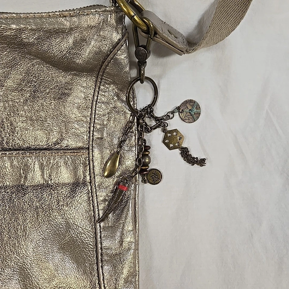 The Sak Lucia Leather Crossbody Messenger Bag Purse Metallic Crossbody - Image 4 of 4