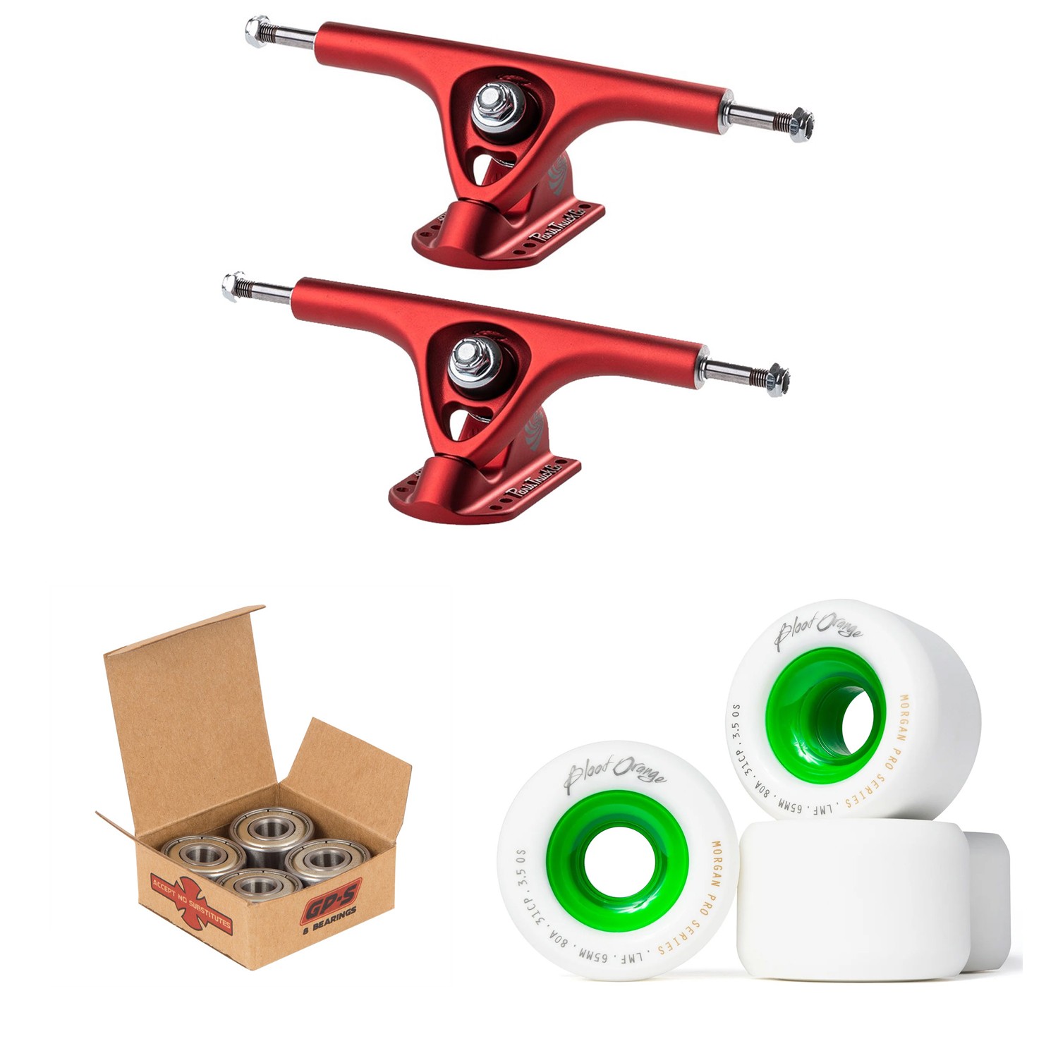 Paris Longboard Trucks Kit With Blood Orange 65mm Wheels & I