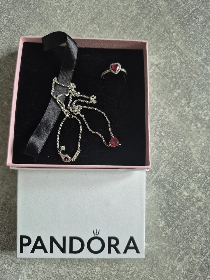 Pandora 925 Silber Kette +Ring Set Herz - Bild 3 von 3