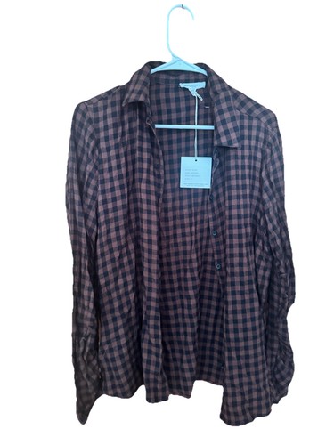 Camicia da donna Beach Lunch Lounge con bottoni M oversize mogano Gingham a quadri Briar
