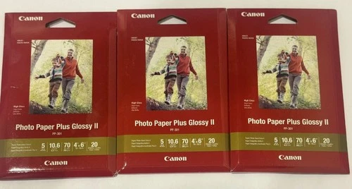 3 x Canon Photo Paper Plus Glossy II PP-301   20 Sheets - 4" x 6"