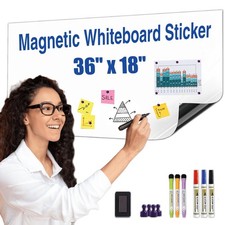 Magnetic Whiteboard Sticker 36"x18" - Adhesive Dry Erase Board for Wall  Home