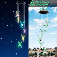 Hummingbird Solar Light, Solar Bird Wind Chime Color Changing Garden Decorative