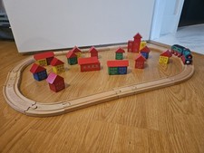 Wooden Train Track Set, Wooden Village, Magnetic Wood Tweetsie Train