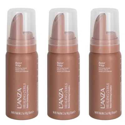3 PK L ANZA HEALING CURLS BUTTER WHIP MOUSSE DEFINING COMPLEX 1.7 OZ TRAVEL SIZE