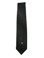 Vintage Givenchy Simplistic Brown Striped 100 Polyester Tie With Logo