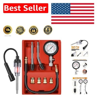 Lightweight 9-Piece Compression Tester Kit for Accurate Engine Diagnostics - Red