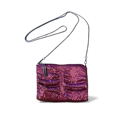 Whiting and Davis Mesh Purse  Fuschia w/ Gunmetal Hardware 6''w 4.5''tall