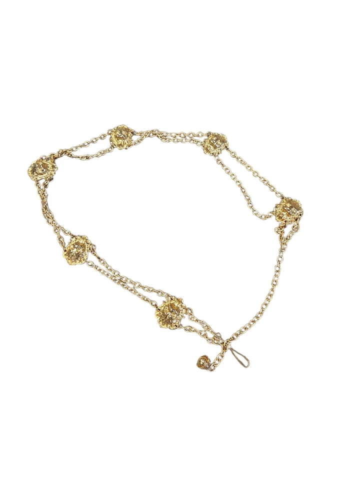 Cinturón Cintura Ajustable Cabeza de León Años 70 Vintage Tono Dorado hasta 38 Pulgadas Foto 4 de 4