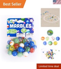 Classic Glass Marbles - 50pc Set with 49 Players  1 Big Shooter for Kids