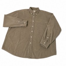 Vtg Eddie Bauer Corduroy Shirt Men 2XL Brown Button Long Sleeve USA MADE Flannel