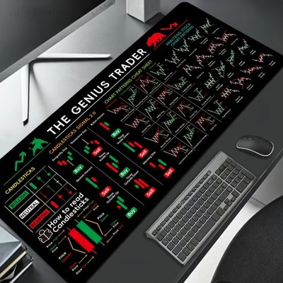 40*90cm The Genius of Trading Premium Stock & Crypto Chart Mouse Pad with Non-Sl