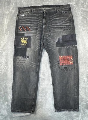 Polo Ralph Lauren Varick Slim Straight Jeans Mens 46Bx30 Patchwork Denim Faded