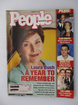 PEOPLE MAGAZINE JANUARY 21, 2002 LAURA BUSH CHARLES BISHOP SUICIDE PLANE FLIGHT