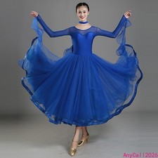 Latin Ballroom Competition Dance Dress Salsa Waltz Standard Long Gown 4 Colors