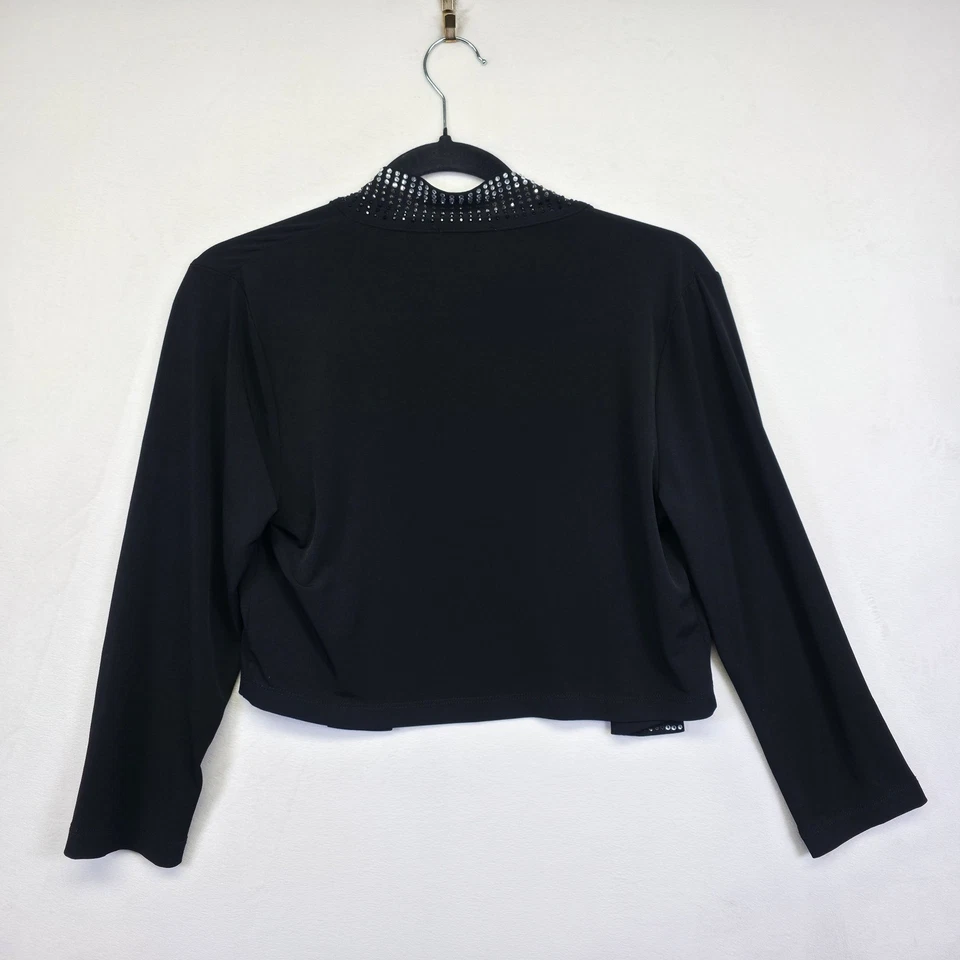 Chaqueta Bolero Calvin Klein Shrug Mujer S Negra Lentejuelas Abiertas Noche Formal Elegante Foto 3 de 4