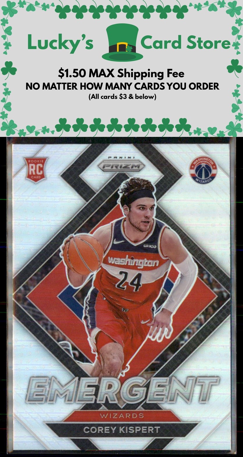 2021-22 Panini Prizm #10 Corey Kispert Emergent Prizm Silver Rookie