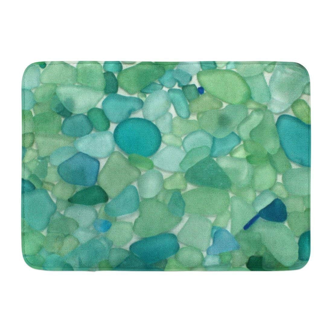Teal Non-Slip Bath Mat for Coastal Beach Themed Home Decor-image