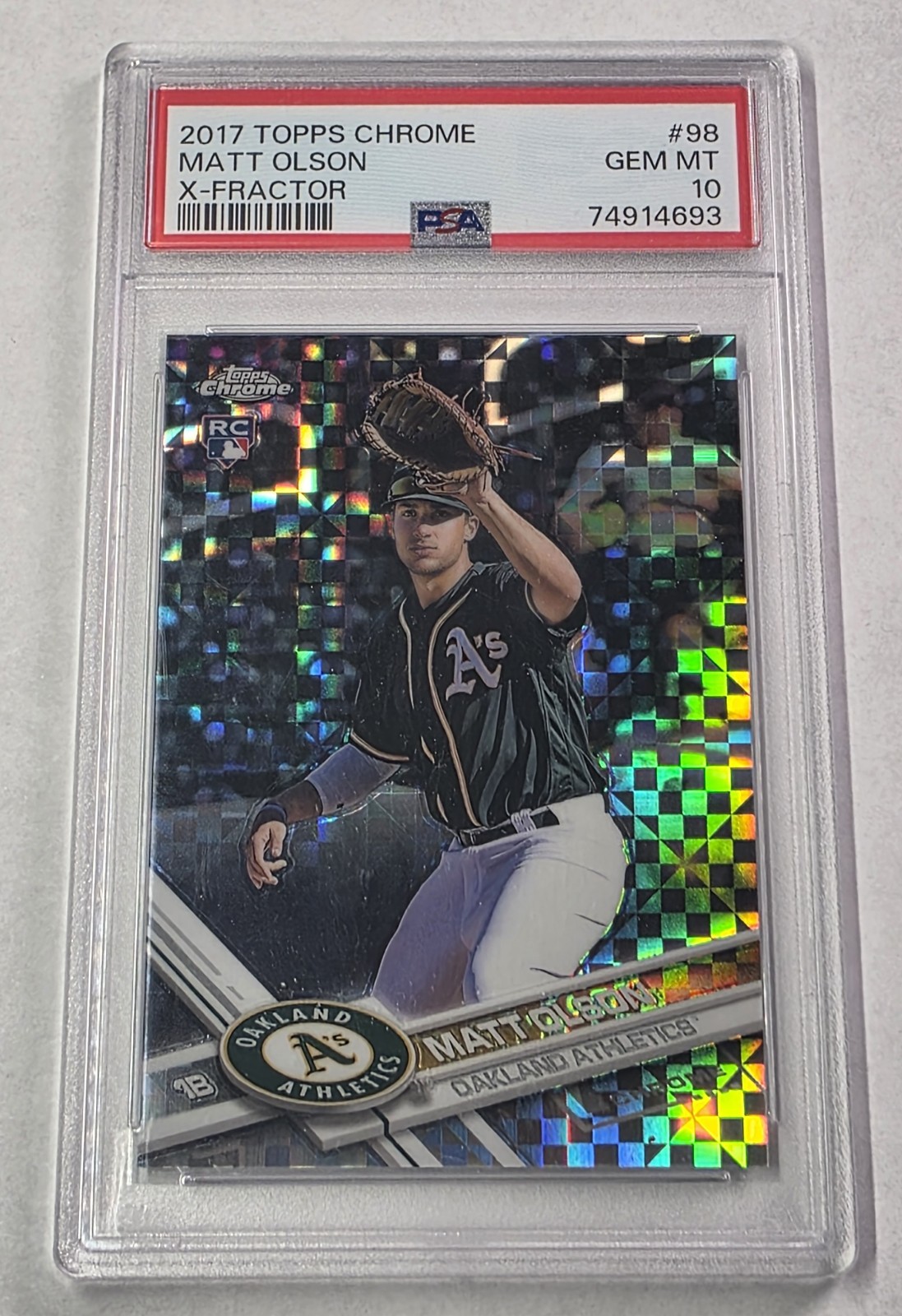 2017 Topps Chrome Matt Olson - PSA 10 Rookie X-Fractor (RC) #98 Low Pop