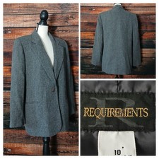 Requirements Jacket Blazer 10 Vintage 80s Wool Blend Lined Oversized