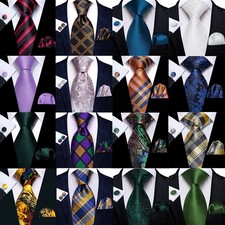 Mens Floral Print Tie Set Pocket Square Cufflinks Wedding Formal Neck Tie