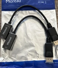 Moread DisplayPort Male to HDMI Female Gold Plated Adapter Cable 2PK